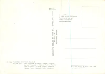 Vall de Bohí — Parque Nacional d'Algues Tortes — Editor CEDOSA, n° 5731 — Verso