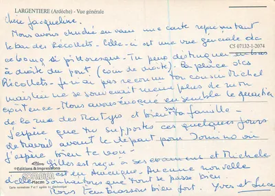 Largentière (Ardèche) — Vista geral — Éditions & Impressions, C5 07132-1-2074 — Verso