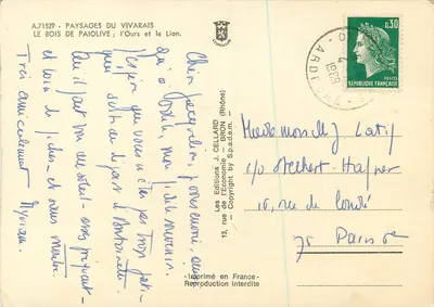 Il Bosco di Paiolive ; L'Orso e il Leone — Paesaggi del Vivarais — Edizioni J. Cellard — Verso