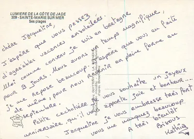 Sté Marie-sur-Mer — praia e igreja — Luz da Costa da Jade, n°309 — Verso