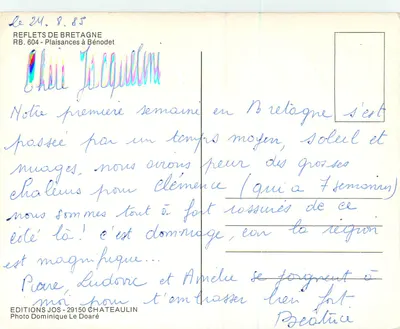 Cornualha — Portos de recreio — Éditions Jos - 29150 Châteaulin, n° RB. 604 — Verso