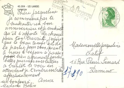 Capbreton — vista do porto, praia e pontão — Éditions Chouand, n° 40.004 — Verso