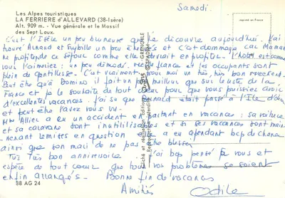 La Ferrière d'Allevard (38-Isère) — Vista geral e o Massif dos Sete Laux — Edições Grenoble — Verso