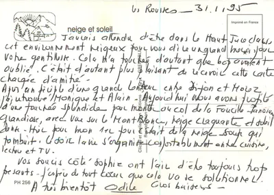 Chalé nevado — montanhas alpinas — Cliché et Réalisations, PH 256 — Verso