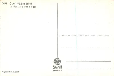 Ouchy-Lausanne — A Fonte dos Macacos — Éditions Jaeger Genève, n° 7467 — Verso