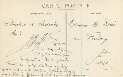 Dijon - Zegar Jacquemart — Szczegół wieży kościoła Najświętszej Maryi Panny z inskrypcją historyczną — wydawca R. L. D. — Rewers