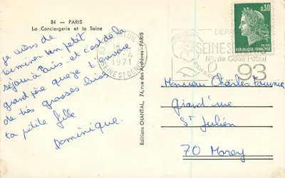 La Conciergerie i Seina — Paryż — Wydawnictwo Chantal, n°84 — Rewers