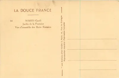 Ogród Fontaine — Nîmes (Gard) — Les Éditions d'Art YVON, Paryż — Rewers
