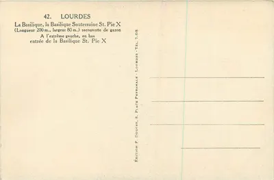Lourdes — A Basílica Subterrânea São Pio X — Ed. Edlux — Verso