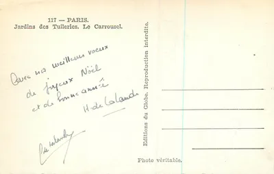 Jardines de las Tullerías. El Carrousel — París — Ediciones del Globe, n°117 — Reverso