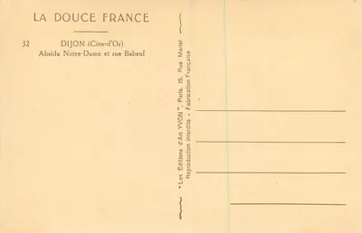 Absydę Notre-Dame i ulica Babeuf — Dijon (Côte-d'Or) — Wydawnictwo Sztuki YVON — Rewers