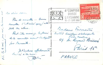 Jezioro Leman — widok z winnikiem na stoku i łodzią — wydawnictwo R. Jeanneret, n° 1871 — Rewers