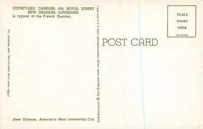 Courtyard Candles — 624 Royal Street — New Orleans, Louisiana — Verso