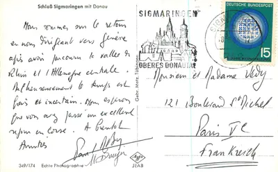Schloss Sigmaringen mit Donau — Sigmaringen, Alemanha — Gebr. Meitz, 349/174 — Verso