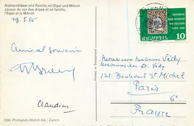Alphornbläser und Familie mit Eiger und Mönch — Gracz na alpom i jego rodzina, Eiger i Mönch — 2288 Photoglob-Wehrli AG., Zürich — Rewers