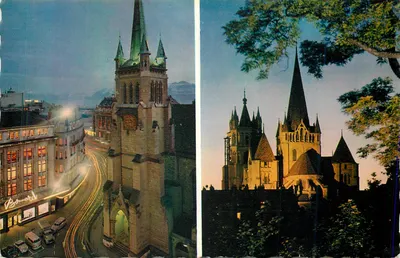 Lausanne-Ouchy — A Catedral à noite — Edições Bernard
