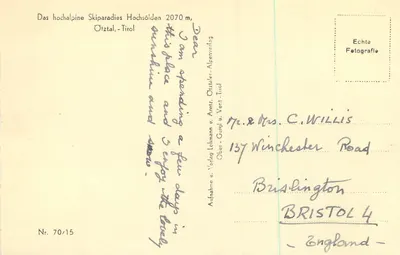 Hochsölden — 2070 m, Otztal-Tirol — Fotografia autêntica, Nr. 70/15 — Verso