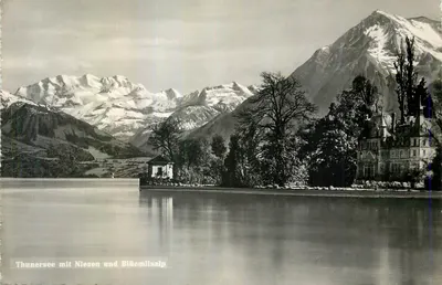 Lago de Thoune com Niesen e Billemlisalp — Photoglob-Wehrli A.G., Zürich, n° 513