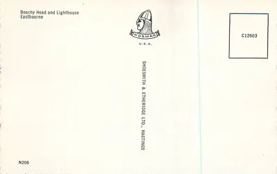 Beachy Head e farol — Eastbourne — Norman U.S.A. — série C12603 — Verso