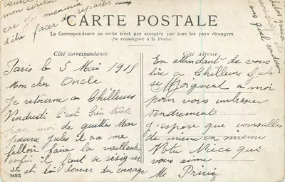 Paris — A Madeleine — Editor desconhecido, número de série não visível — Verso