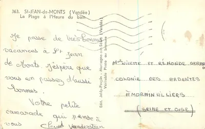 St-Jean-de-Monts (Vendée) — Plaża w godzinie kąpieli — wyd. Jelhy-Poupin — Rewers