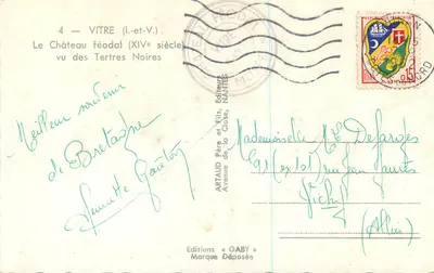 Castelo feudal de Vitre — XIVº século — Edições Gaby — Verso