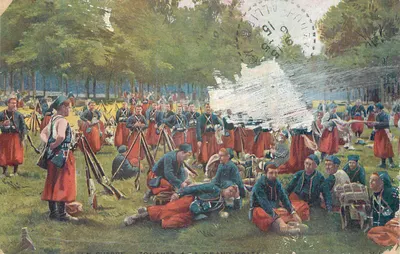 Zouaves em guerra — Zouaves na Grand'Halte — Editor: La Guerre, N° 5