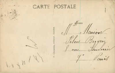 Nantes bajo la luna — El castillo de los duques de Bretaña — F. Chapeau, editor, Nantes — Reverso