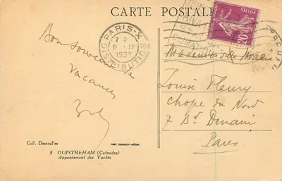 Ouistreham (Calvados) — Mole dos Yachts — Col. Dessoulles — Verso