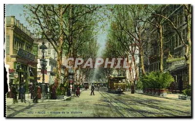 NICE - Avenida da Vitória — vista animada com bondinho — L. Cauvin, fotógrafo, editor