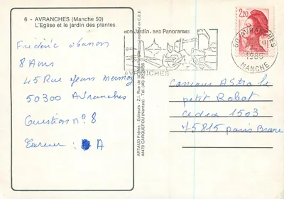 Avranches (Manche 50) — Kościół i ogród botaniczny — ARTAUD Frères - Wydawca Z.I. Carquefou (Nantes) — Rewers