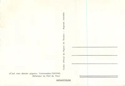Pombo — Verdun — Cliché oficial de Raynal — Verso