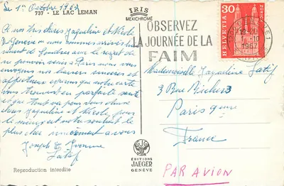 Um Sorriso do Lago Léman — Edições Jaeger Genebra, n° 737 — Verso