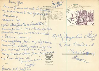 Souvenir de GENEVE — Edições Jaeger & Cie, n°116 — Verso
