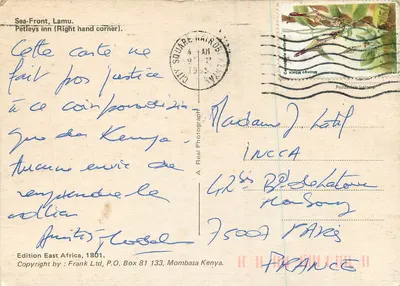 Widok na brzeg morza — Lamu — Wydawnictwo East Africa, 1801 — Rewers