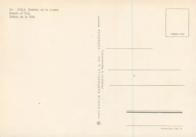 Avila — Cidadela e cidade — Garcia Garrabella & Cía, Zaragoza — Verso