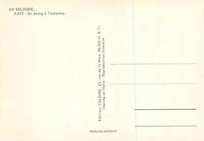 Jezioro w jesieni — SoLOGNE — Éditions VALOIRE, n°5.673 — Rewers