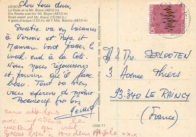 Ginevra — La Baia e il Monte Bianco — RoweSA SA, 8031 Zurigo — Verso