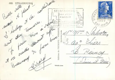 Strasbourg — widok panoramiczny z herbowym znakiem — Wydawnictwo Europy - Pierron — Rewers