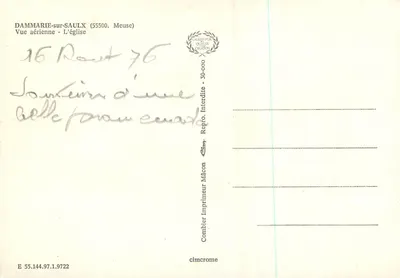 Dammarié-sur-Saulx — Vista aérea - A Igreja — Combiér Imprimeur Mâcon — Verso
