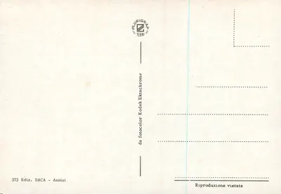 Assisi — vista panorâmica e interior da igreja — Ediz. DACA - n° 373 — Verso