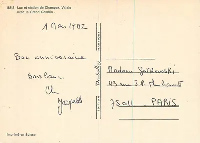 Jezioro i stacja Champex, Walonia — z Wielkim Combainem — Wydawnictwo Darbellecy, nr 16212 — Rewers