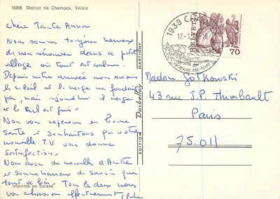 Stacja Champex, Walonia — 16268 — Wydawnictwo Dazbelley — Rewers
