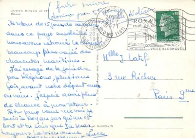 Costa Brava — Editor V.C. Fot. Cabregat, n° 717 — Blanes — Verso