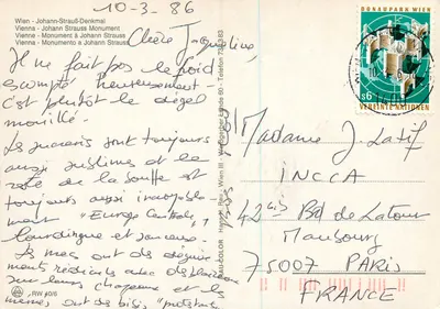 Viena - Monumento a Johann Strauss — Donaupark, Viena, editor Hansa-Color, n° 40/6 — Verso