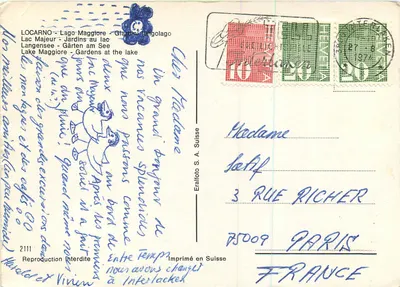 Locarno - Giardini sul lago - Erallfoto S.A. Svizzera n°2111 — Verso