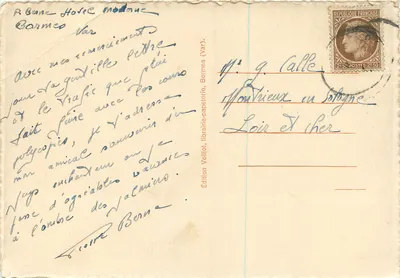 Bormes (Var) — vista da rua com a pensão Kurrigane — Edição Volland, n°646 — Verso