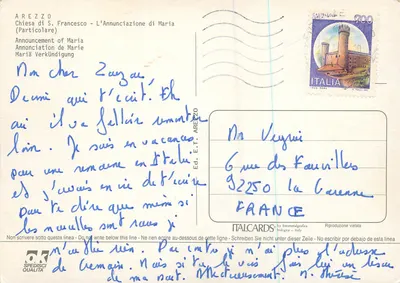 A Anunciação de Maria — Igreja de S. Francisco, Arezzo — Éd. E.T. Arezzo — Verso