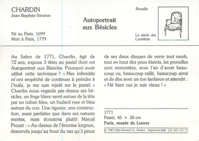 Autoritratto ai Bésiciles — Chardin, 1771 — Édito-Service S.A., Ginevra — Verso