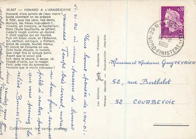 Krab armorski — Audierne (Finistère) — Wydawnictwo Audierne — Rewers